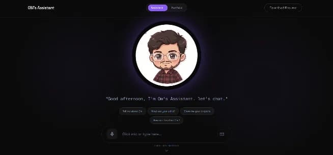 Screenshot of a portfolio that talks back